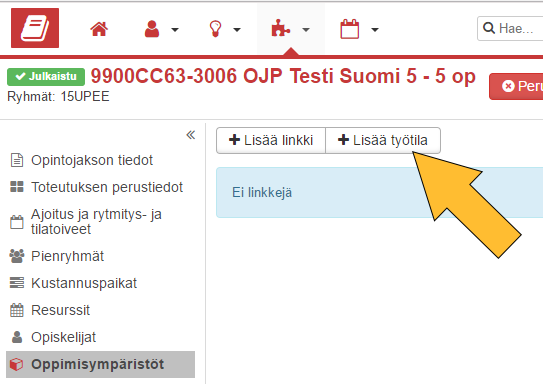 Painike lisää työtila