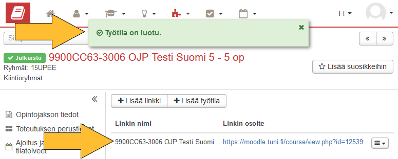 Työtila luotu