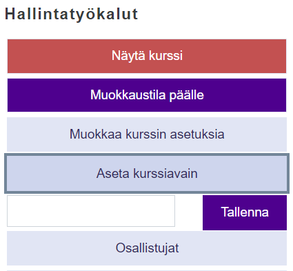 Aseta kurssiavain