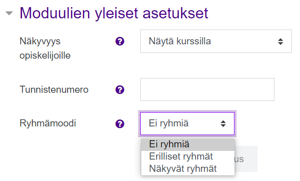 Ryhmämoodivalikko