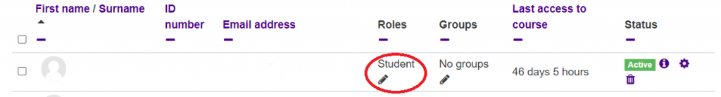 Set participant's role