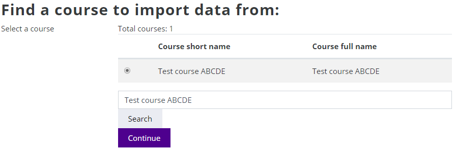 Import data from course